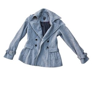 Express Wool Blend Double-Breasted Peacoat - Gray